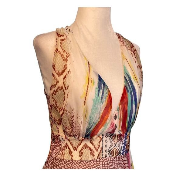 Spy Zone Exchange Mixed Print Flowy Chiffon Maxi Dress S - Picture 2 of 8